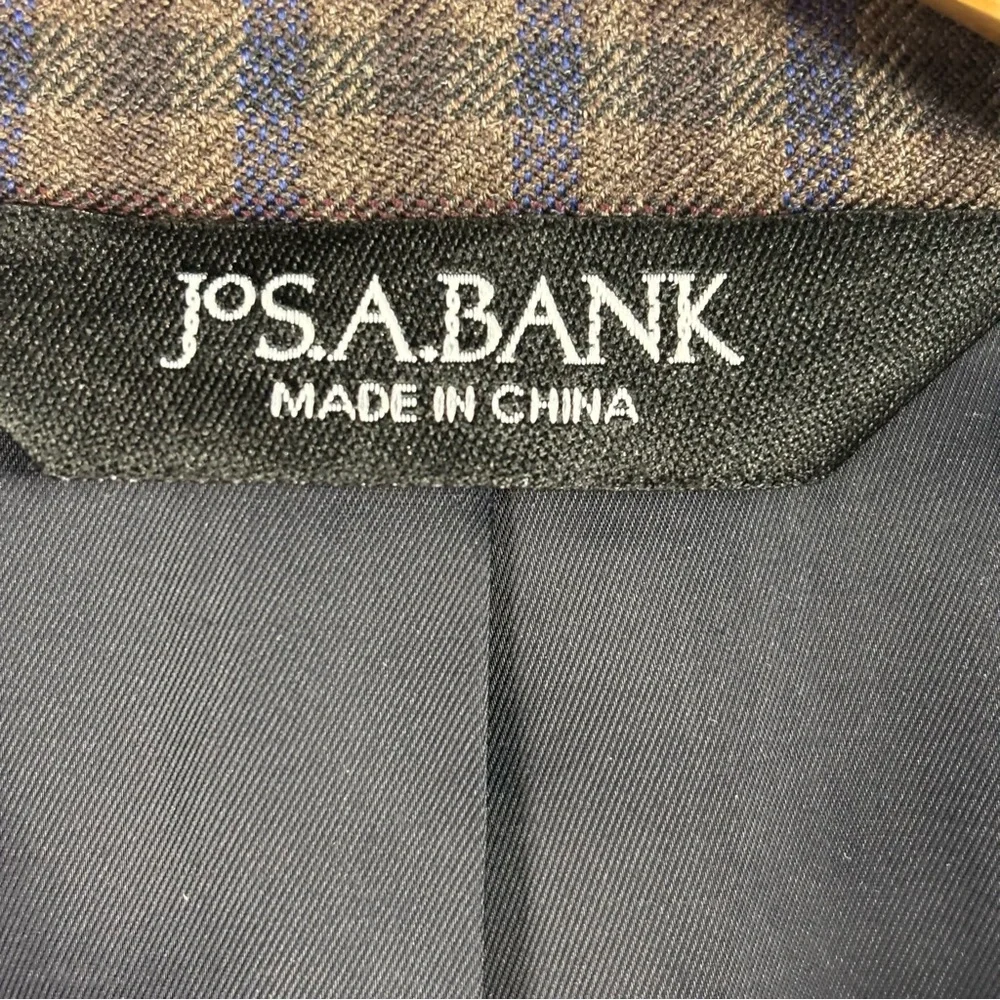 Jos. A. Bank Brown Plaid Wool Sport Coat Blazer Jacket Tailored Fit Size 42R